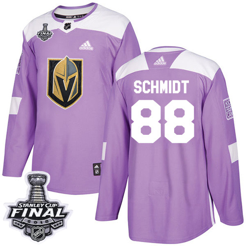 Adidas Golden Knights #88 Nate Schmidt Purple Authentic Fights Cancer 2018 Stanley Cup Final Stitched NHL Jersey - Click Image to Close